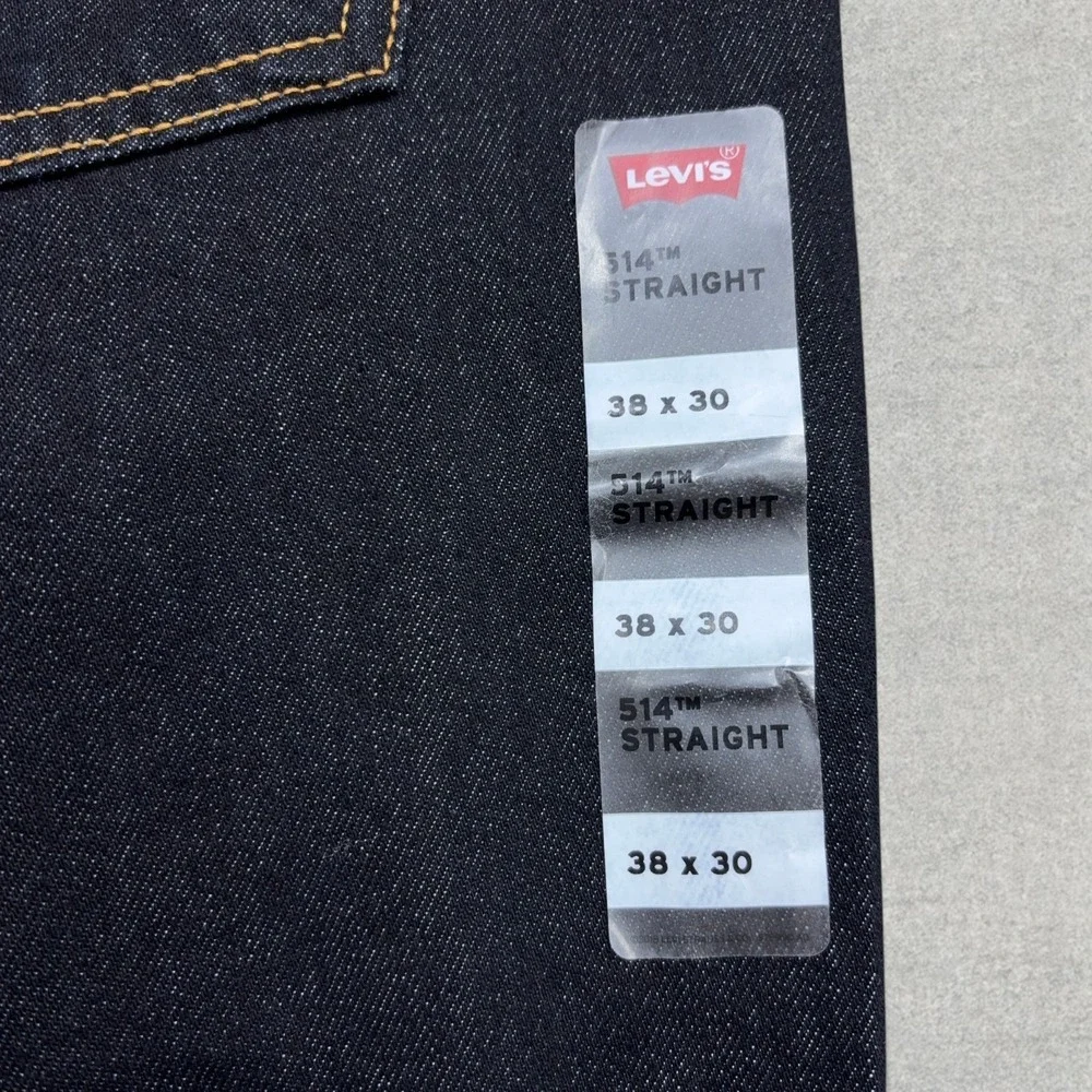 Levi's 514 Jeans Mens 38x30 Dark Indigo Blue Denim Straight Fit Stretch Modern